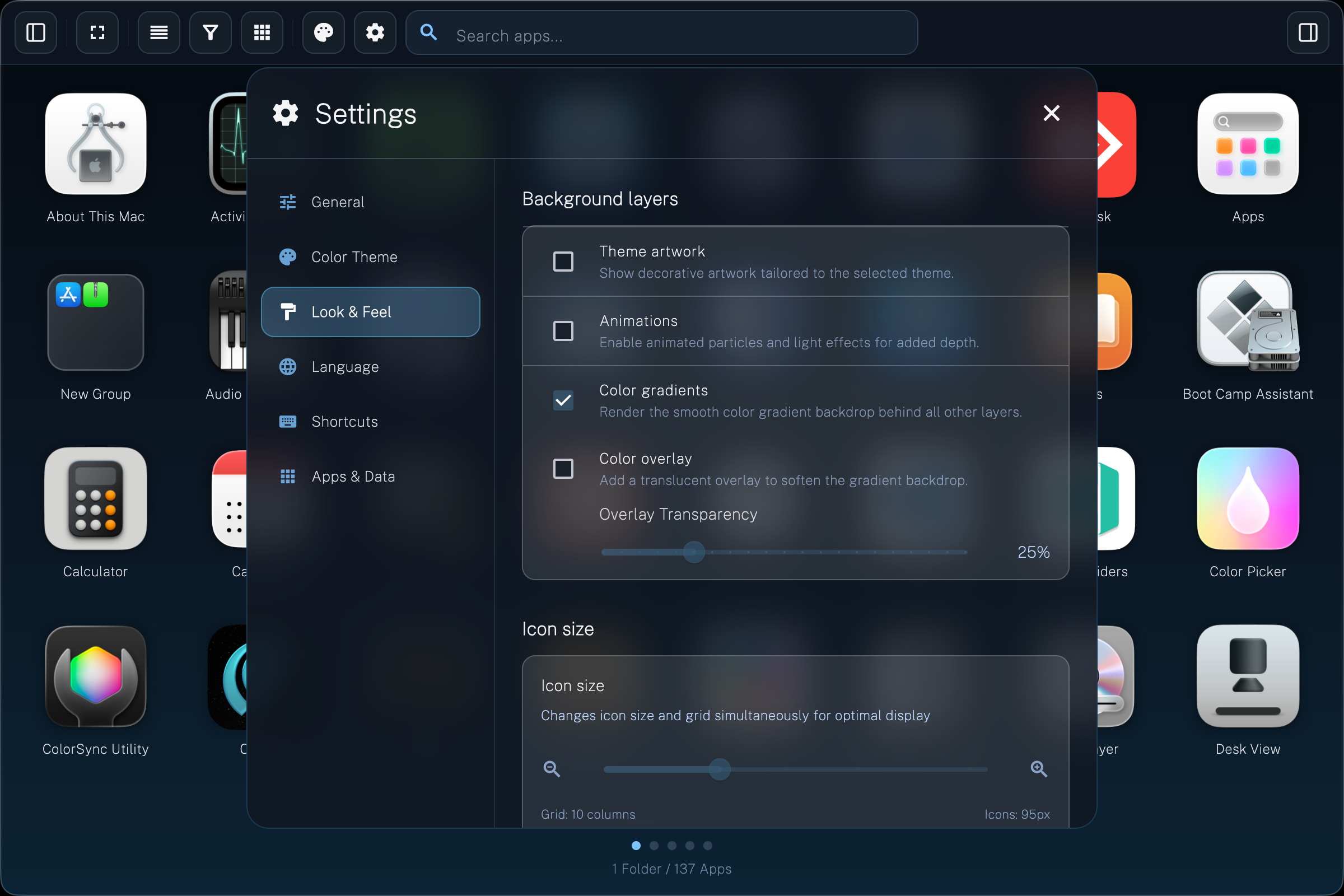 Globalt kortkommando och menyradsikon