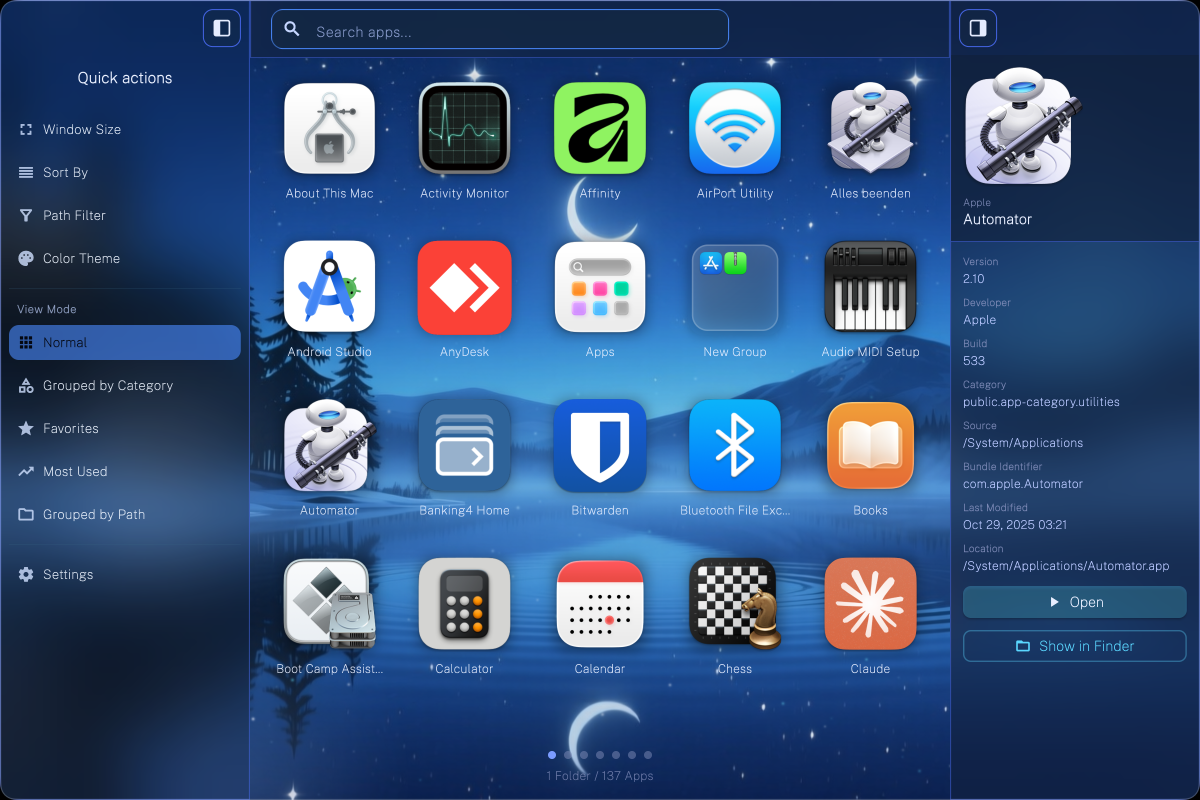 Detaljsidofält med appinfo